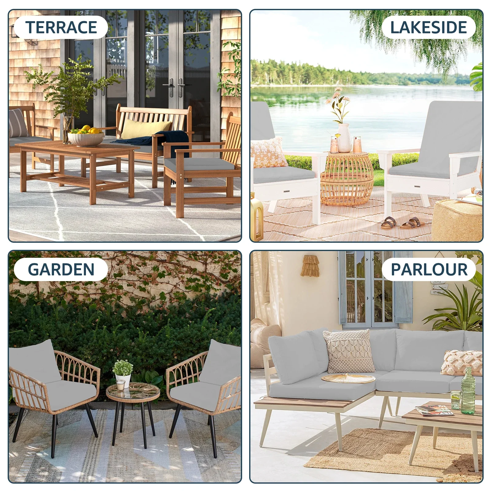 4Pcs Patio Chair Seat Covers Waterproof Slipcover Outdoor Sofa Seat Cushion Covers Garden Rattan Chair Replacement Cushion Cover - Image 5