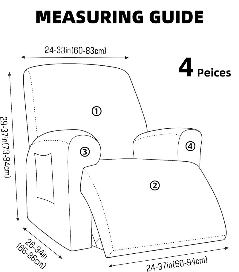 4Pcs Split Luxury Thicken Recliner Chair Cover Elastic Jacquard Single Sofa Covers Lazy Boy Chair Slipcovers Stretch Armchair Protector - Image 3