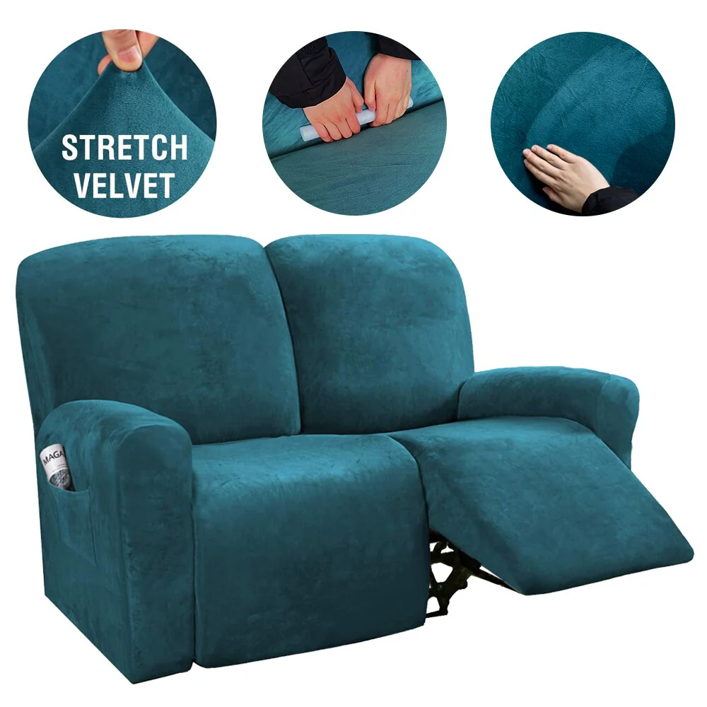6Pcs/Set Velvet  Recliner Sofa Covers Velvet Stretch High Grade Reclining Couch Covers For 2 Cushion Sofa Home Decor Covers Fit Soft Washable - Image 10