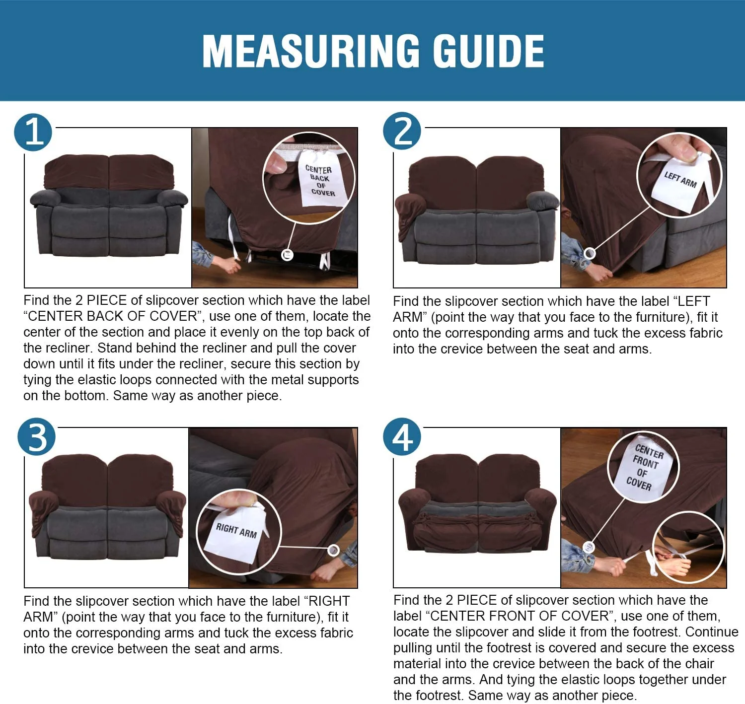 6Pcs/Set Velvet  Recliner Sofa Covers Velvet Stretch High Grade Reclining Couch Covers For 2 Cushion Sofa Home Decor Covers Fit Soft Washable - Image 5