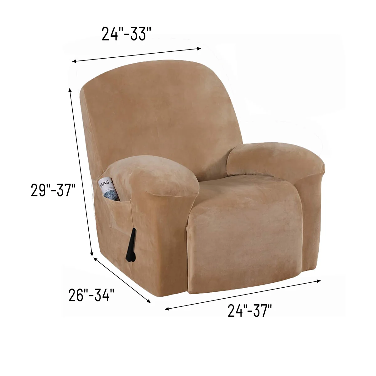 All-in-1/4pcs Split Design High Grade Velvet Recliner Chair Covers Waterproof Couch Covers Armchair Slipcover Washable Furniture Protectors - Image 5