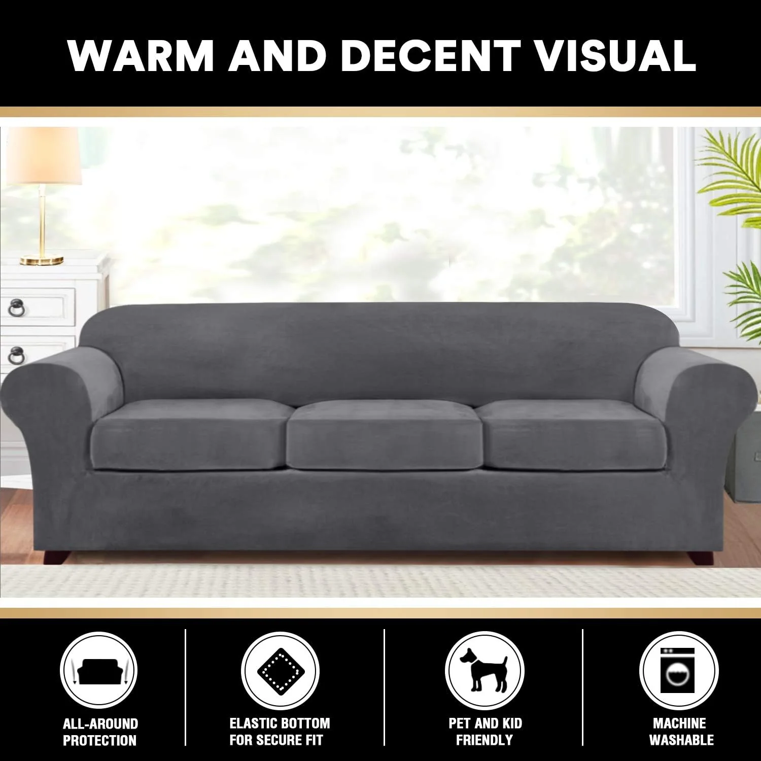Best Real Velvet Stretch Sofa Covers 2025 New Stretch Velvet Couch Covers for Cushion Sofa Slipcovers Soft Sofa Slip Covers Furniture Covers - Image 10