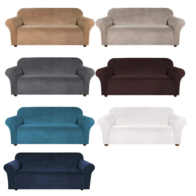 High Grade Velvet Stretch Sofa Cover Couch Slipcover Furniture Protector Case Sofa Cover Elastic 1/2/3/4 Seater Couch Cover Settee Seat Slipcovers - Image 5