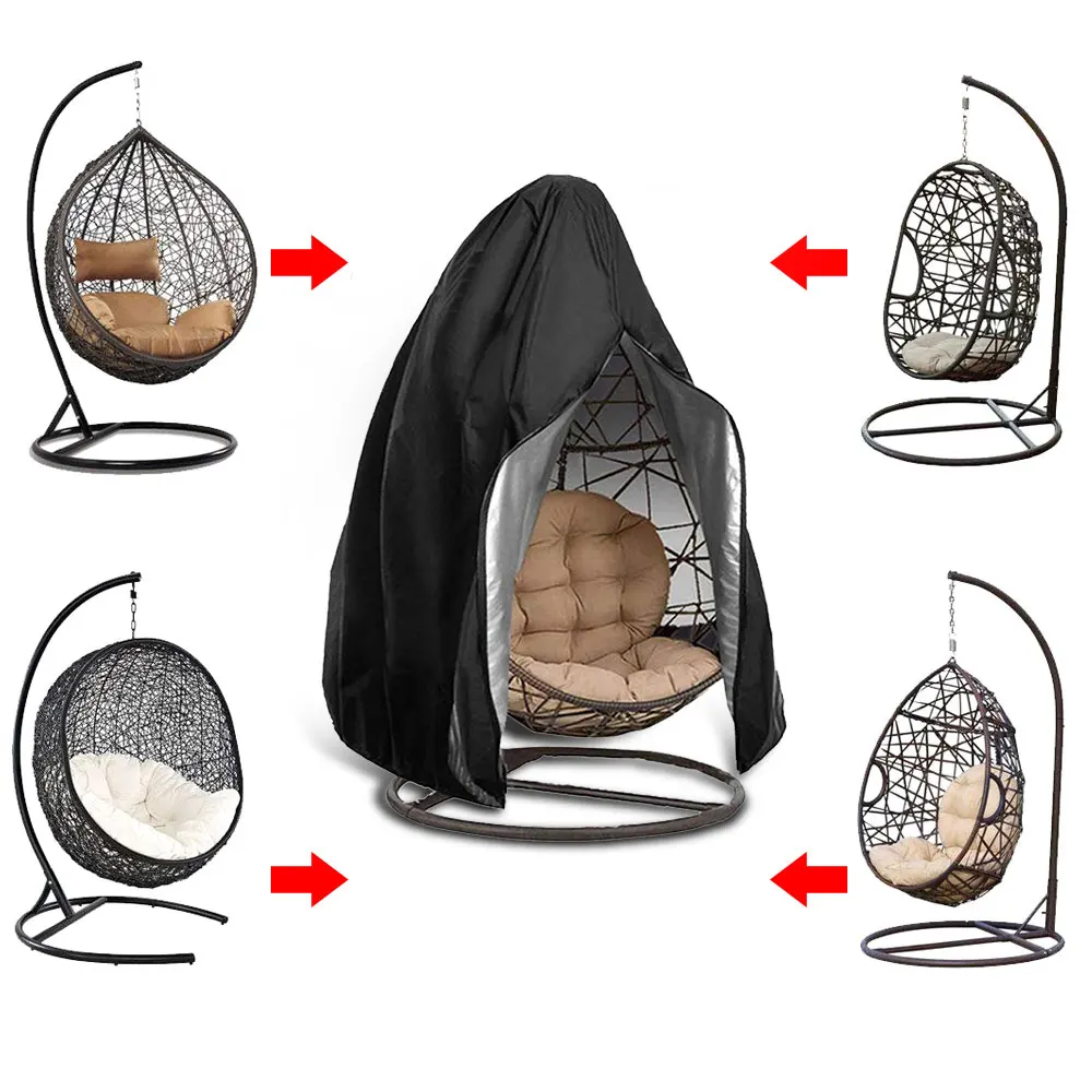 Black Patio Chair Cover Egg Swing Chair Waterproof  Dust Cover Protector with Zipper Protective Case Outdoor Hanging Chair Cover - Image 5
