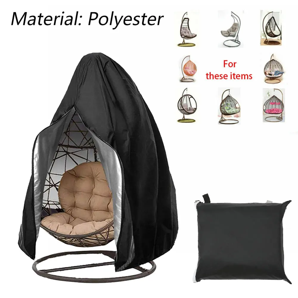 Black Patio Chair Cover Egg Swing Chair Waterproof  Dust Cover Protector with Zipper Protective Case Outdoor Hanging Chair Cover - Image 6