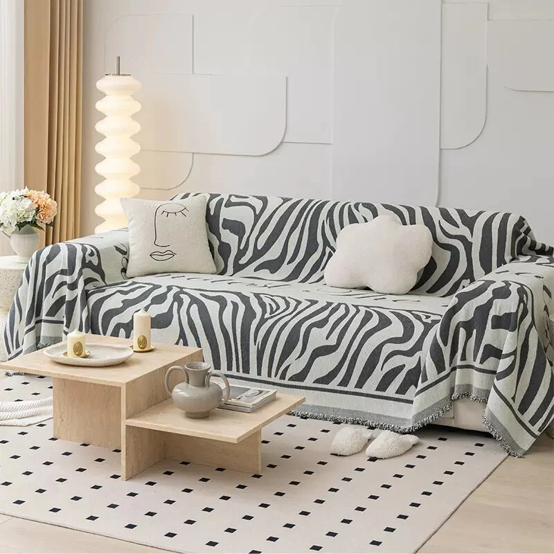 Cartoon Lines Print Sofa Throw Cover Chenille Sofa Towel Blanket Couch Cover Universal Anti-cat Scratch Sofa Blanket Room Decor - Image 8