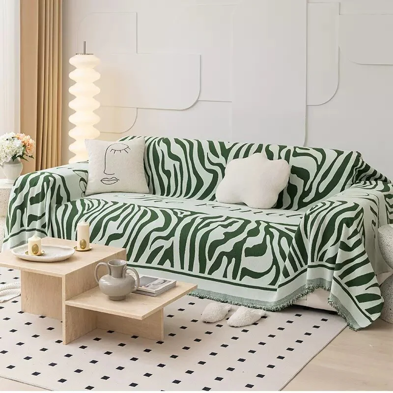 Cartoon Lines Print Sofa Throw Cover Chenille Sofa Towel Blanket Couch Cover Universal Anti-cat Scratch Sofa Blanket Room Decor - Image 9