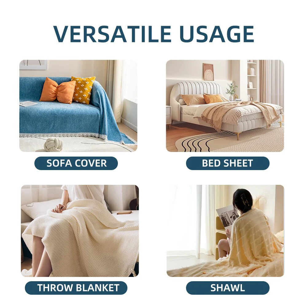 Chenille Sofa Towel Blanket Sectional Couch Cover Throw Sofa Blanket Universal Anti-slip Furniture Protector Sofa Throw Slipcover - Image 6