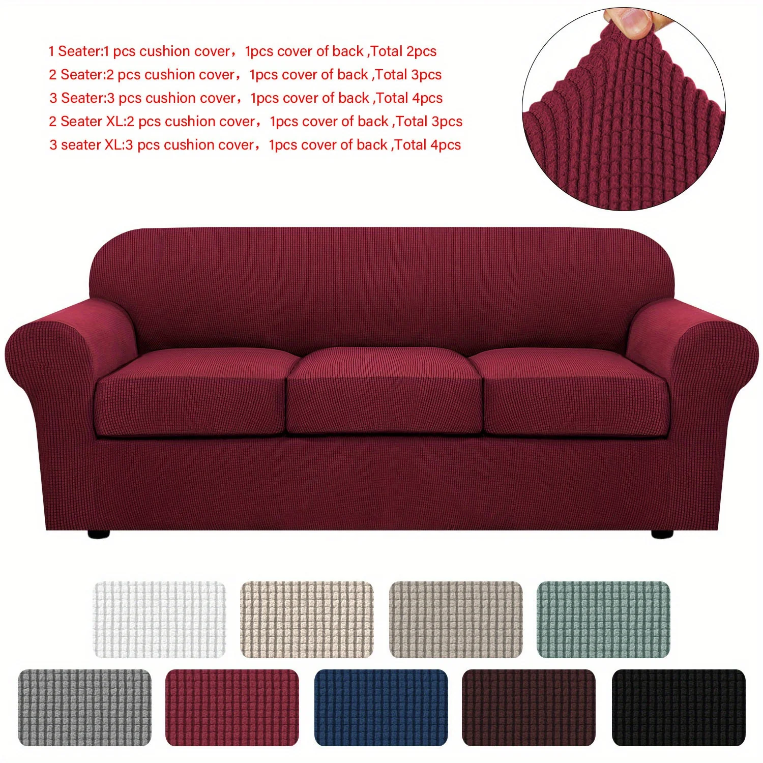 Couch Cover With Cushion Covers Checkered All-inclusive Elastic Sofa Slipcover Non-slip Sofa Cover Furniture Protector - Image 14
