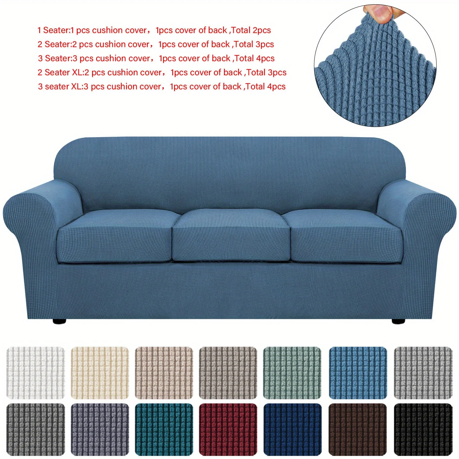 Couch Cover With Cushion Covers Checkered All-inclusive Elastic Sofa Slipcover Non-slip Sofa Cover Furniture Protector - Image 22
