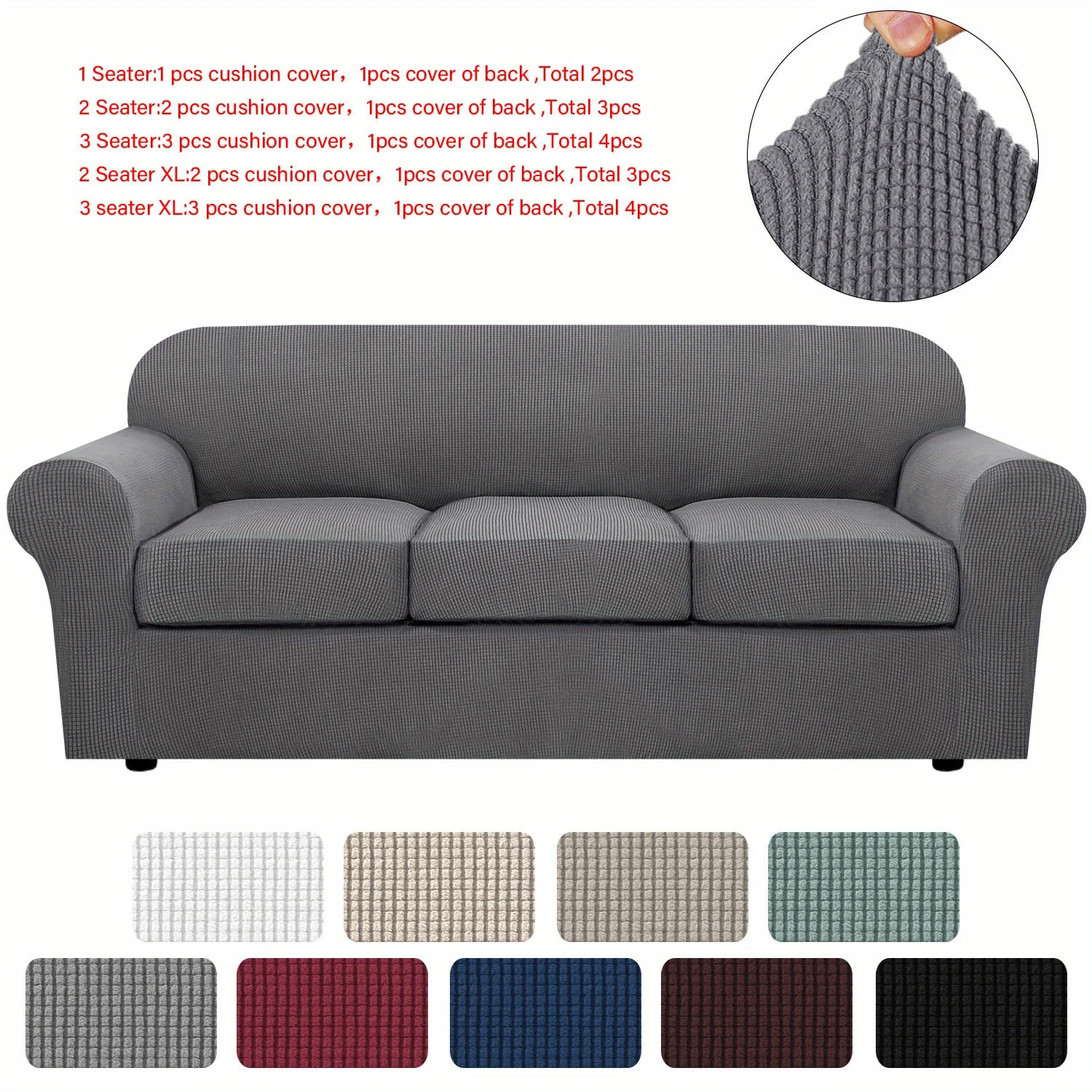 Couch Cover With Cushion Covers Checkered All-inclusive Elastic Sofa Slipcover Non-slip Sofa Cover Furniture Protector - Image 36