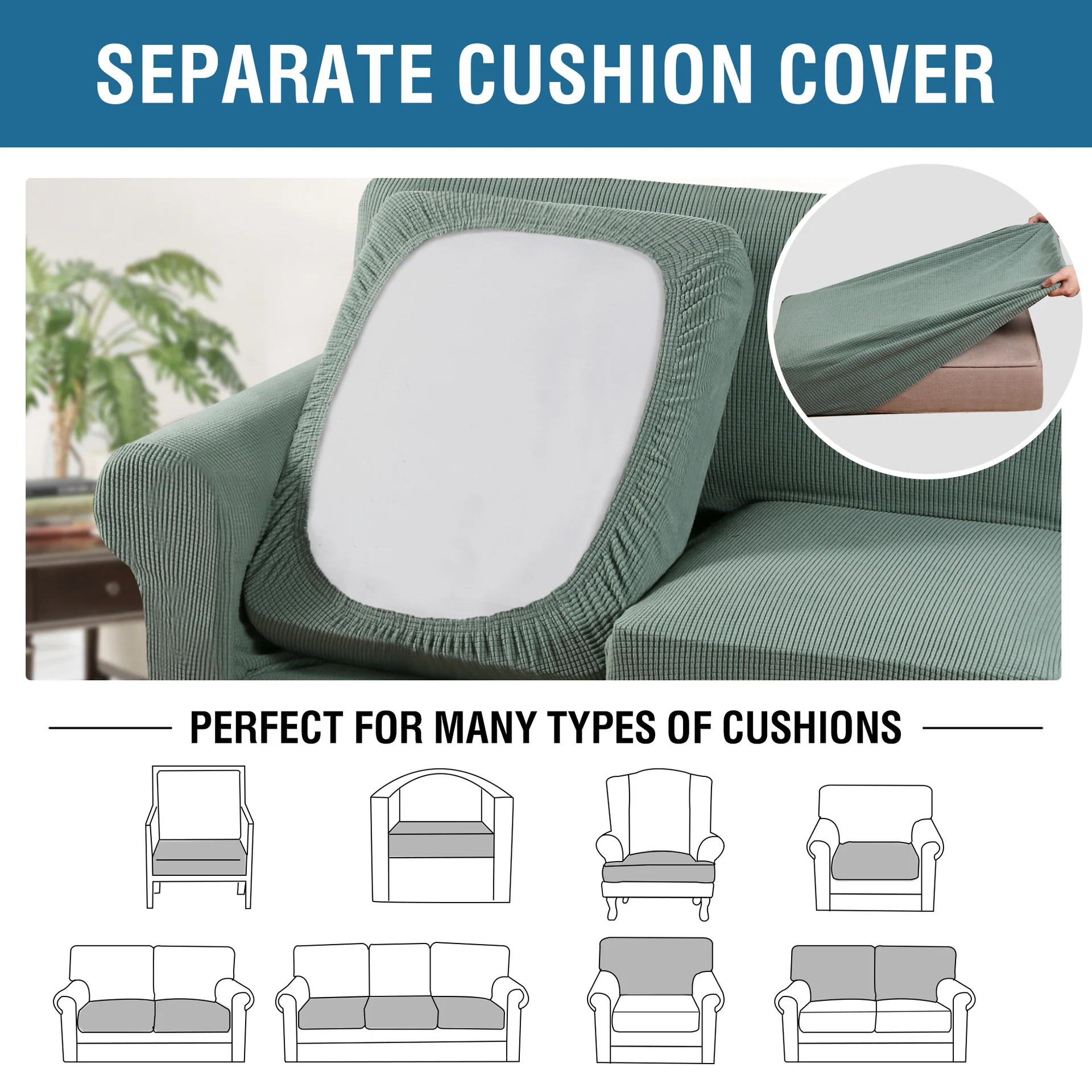 Couch Cover With Cushion Covers Checkered All-inclusive Elastic Sofa Slipcover Non-slip Sofa Cover Furniture Protector - Image 6