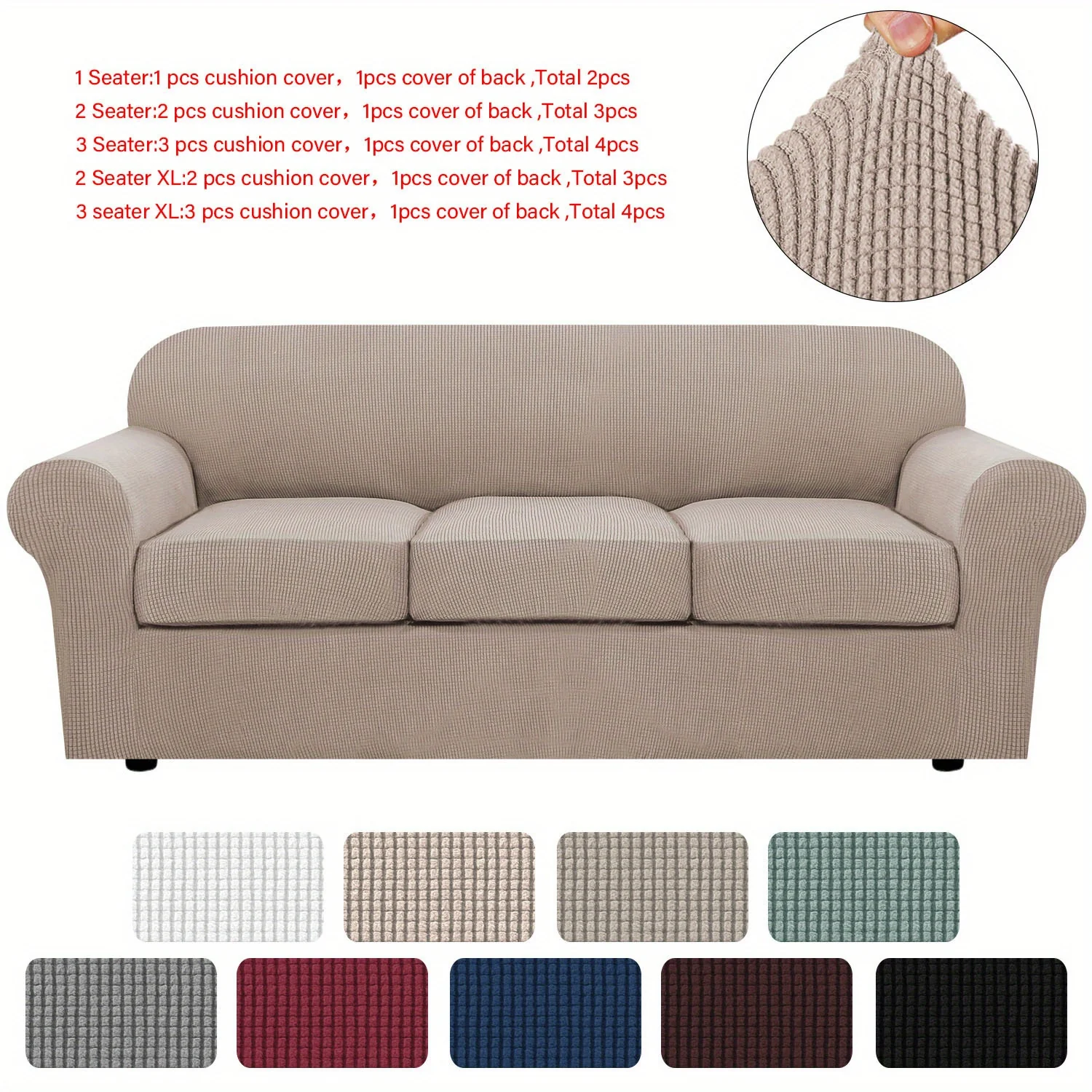 Couch Cover With Cushion Covers Checkered All-inclusive Elastic Sofa Slipcover Non-slip Sofa Cover Furniture Protector - Image 60