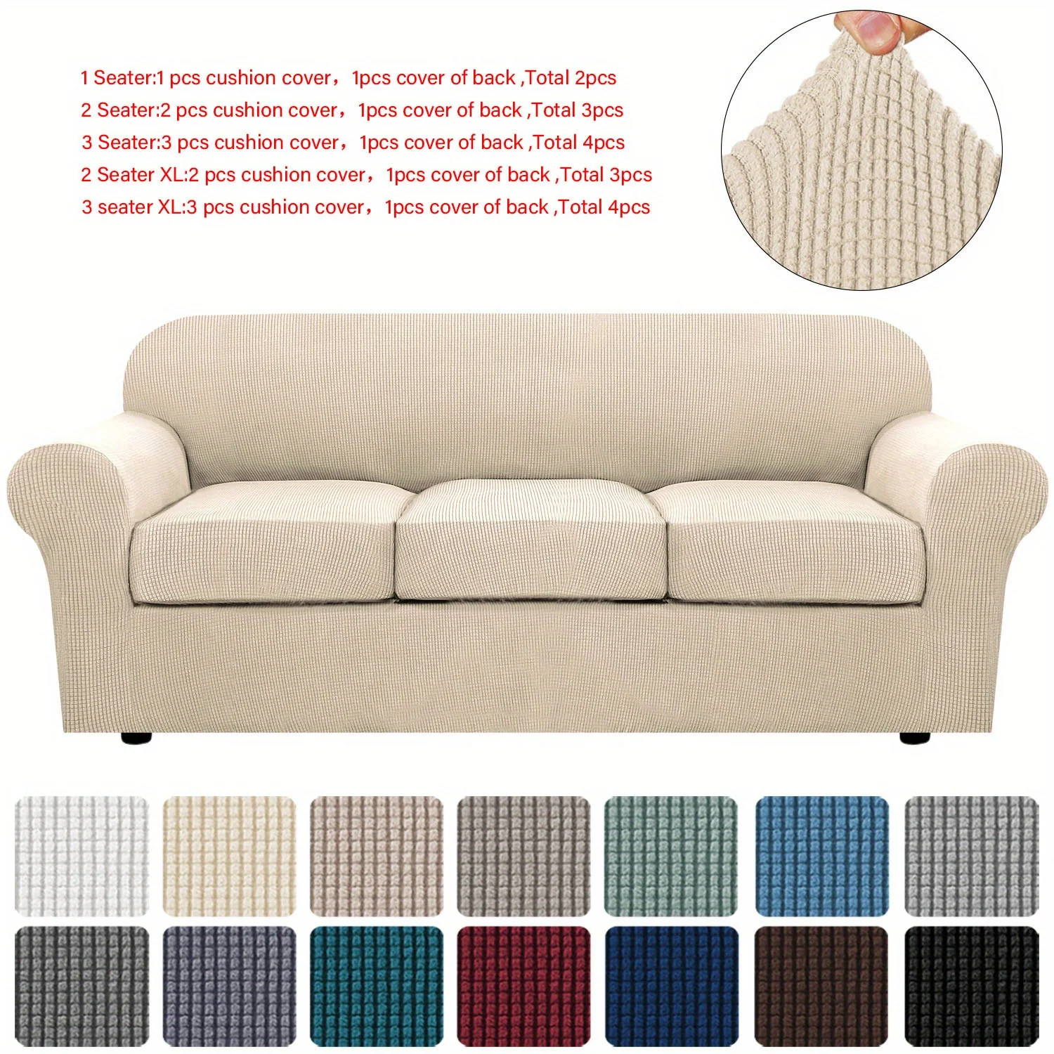 Couch Cover With Cushion Covers Checkered All-inclusive Elastic Sofa Slipcover Non-slip Sofa Cover Furniture Protector - Image 9