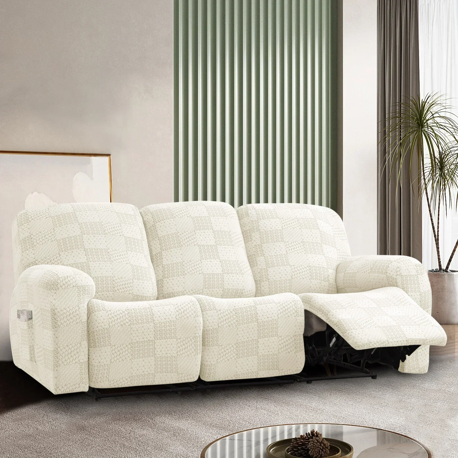 Elastic 2 Seater Recliner Sofa Coves Jacquard Stretch Spandex Lazy Boy Armchair Cover Recliner Furniture Protector Cases - Image 22