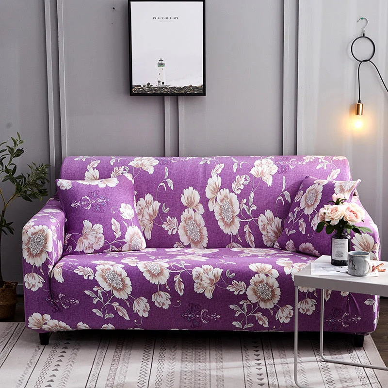 Elastic Dark Purple Sofa Covers Stretch Slipcover Sectional Couch Cover 1/2/3/4-seater Sofa Covers Stretch Dark Purple Sofa Cover - Image 3