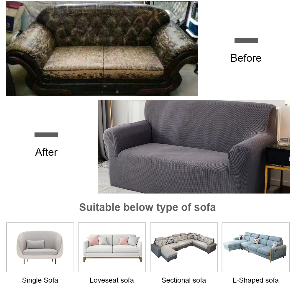 Elastic Sofa Cover Cotton All-inclusive Couch Cover 1/2/3 Seater Stretch Slipcover L Shape Corner Sofa Spandex Jacquard Sofa Cover Fabric Couch Cover - Image 4