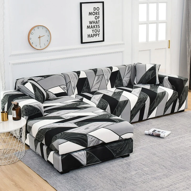Elastic Sofa Cover Prints Sofa Cover Geometric Couch Cover Elastic Cover Pets Printed Flower Slipcovers Corner L Shaped Chaise Longue Sofa Slipcover - Image 11
