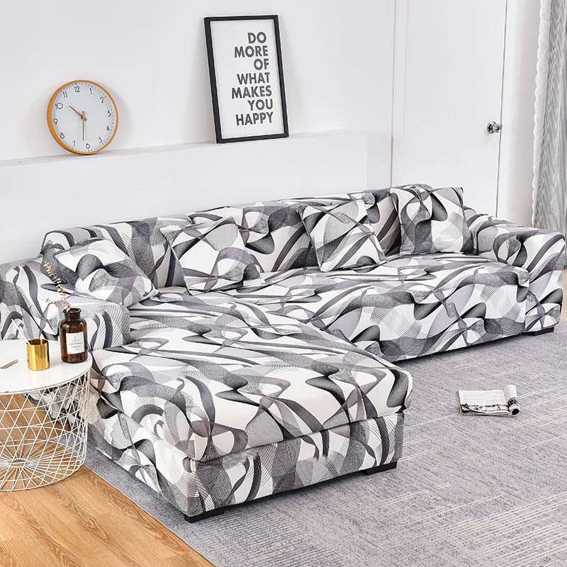 Elastic Sofa Cover Prints Sofa Cover Geometric Couch Cover Elastic Cover Pets Printed Flower Slipcovers Corner L Shaped Chaise Longue Sofa Slipcover - Image 13