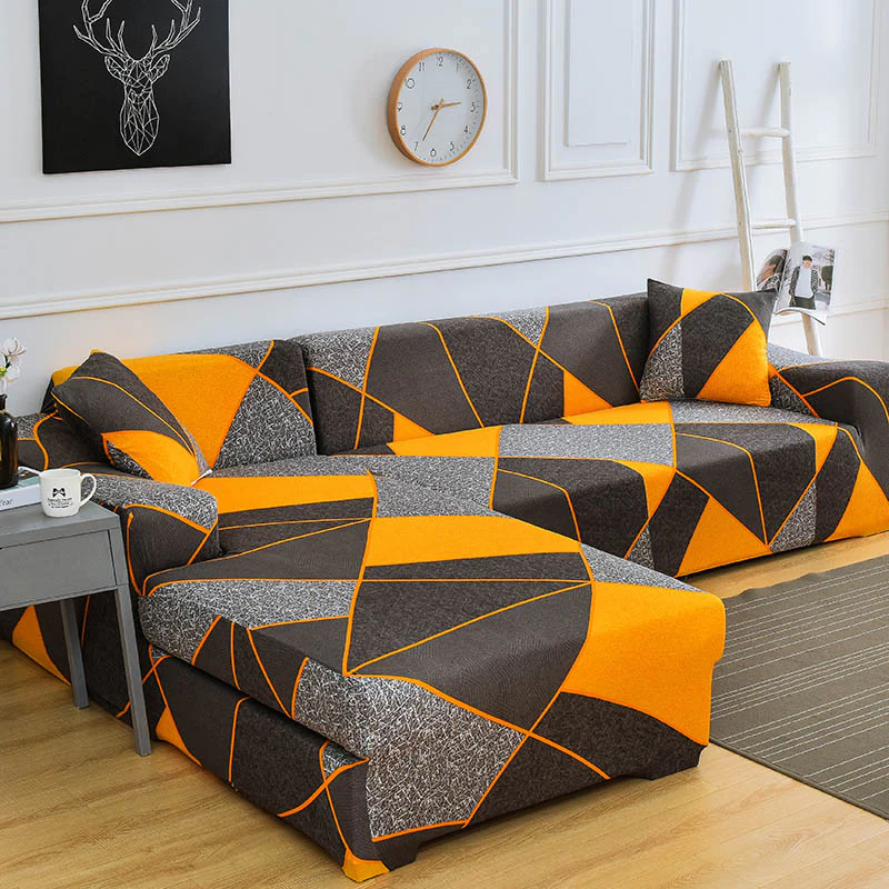 Elastic Sofa Cover Prints Sofa Cover Geometric Couch Cover Elastic Cover Pets Printed Flower Slipcovers Corner L Shaped Chaise Longue Sofa Slipcover - Image 17