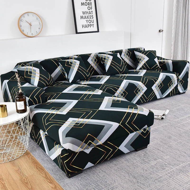 Elastic Sofa Cover Prints Sofa Cover Geometric Couch Cover Elastic Cover Pets Printed Flower Slipcovers Corner L Shaped Chaise Longue Sofa Slipcover - Image 23
