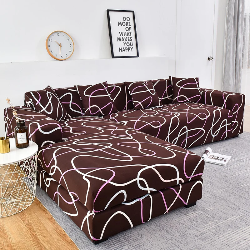 Elastic Sofa Cover Prints Sofa Cover Geometric Couch Cover Elastic Cover Pets Printed Flower Slipcovers Corner L Shaped Chaise Longue Sofa Slipcover - Image 26