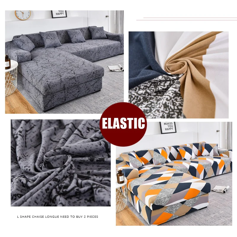 Elastic Sofa Cover Prints Sofa Cover Geometric Couch Cover Elastic Cover Pets Printed Flower Slipcovers Corner L Shaped Chaise Longue Sofa Slipcover - Image 5