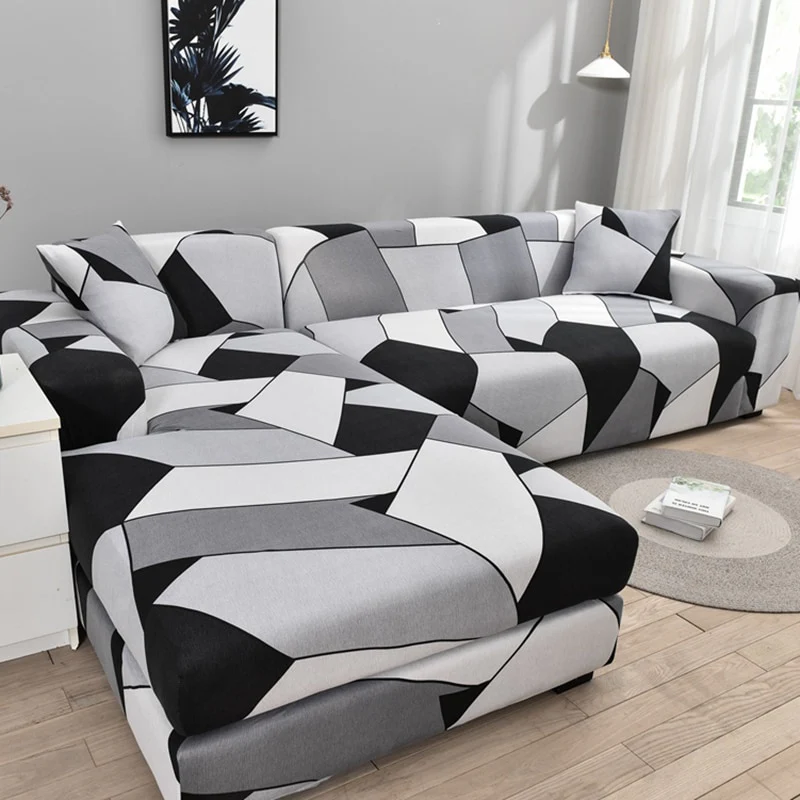 Elastic Sofa Cover Stretch Sectional Corner Couch Cover Universal Cover 1/2/3/4 Slipcover,L Shaped  1/2/3/4 Seats Covers L Shape Sofa Cover - Image 28