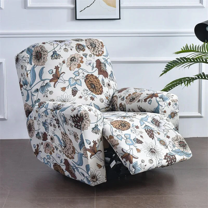 Floral Recliner Sofa Covers Elastic Reclining Chair Cover Lazy Boy Armchair Protector Slipcover 1 2 3 Seat - Image 11