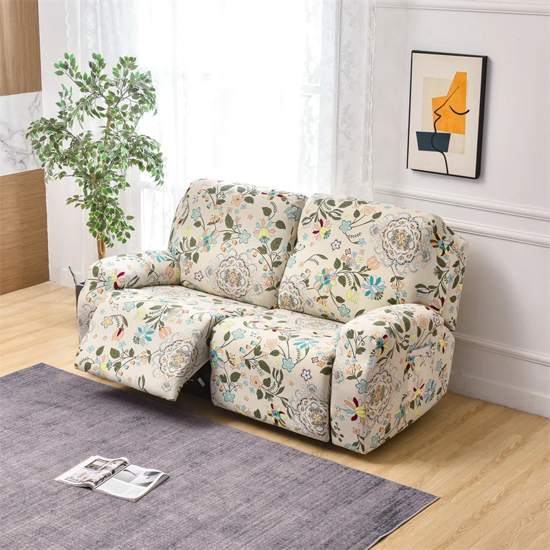 Floral Recliner Sofa Covers Elastic Reclining Chair Cover Lazy Boy Armchair Protector Slipcover 1 2 3 Seat - Image 13