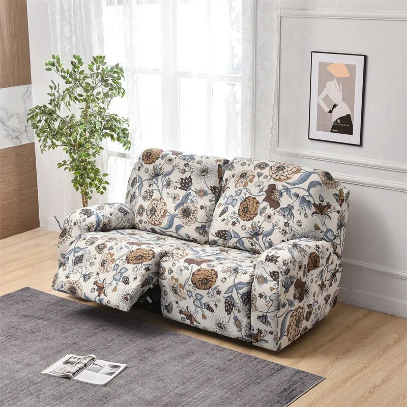 Floral Recliner Sofa Covers Elastic Reclining Chair Cover Lazy Boy Armchair Protector Slipcover 1 2 3 Seat - Image 17