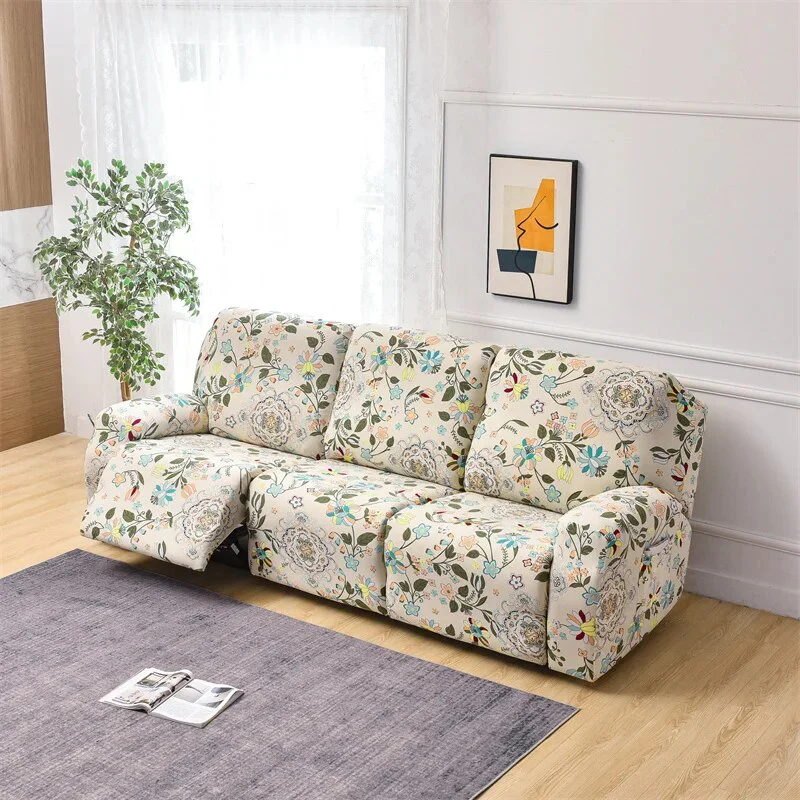 Floral Recliner Sofa Covers Elastic Reclining Chair Cover Lazy Boy Armchair Protector Slipcover 1 2 3 Seat - Image 19