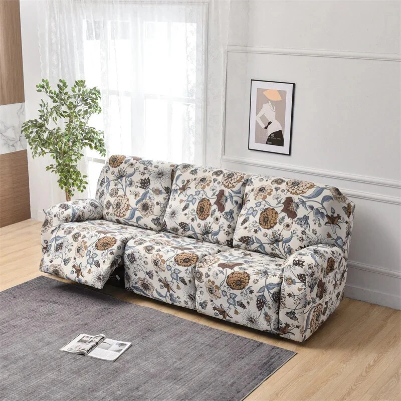 Floral Recliner Sofa Covers Elastic Reclining Chair Cover Lazy Boy Armchair Protector Slipcover 1 2 3 Seat - Image 23