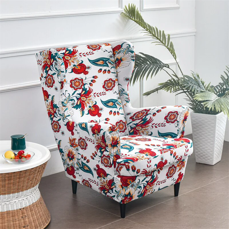 Floral Wing Chair Cover Sloping King Back Armchair Covers Elastic Armchair Slipcover Wingback Sofa Back Chair Cover Slipcovers - Image 12