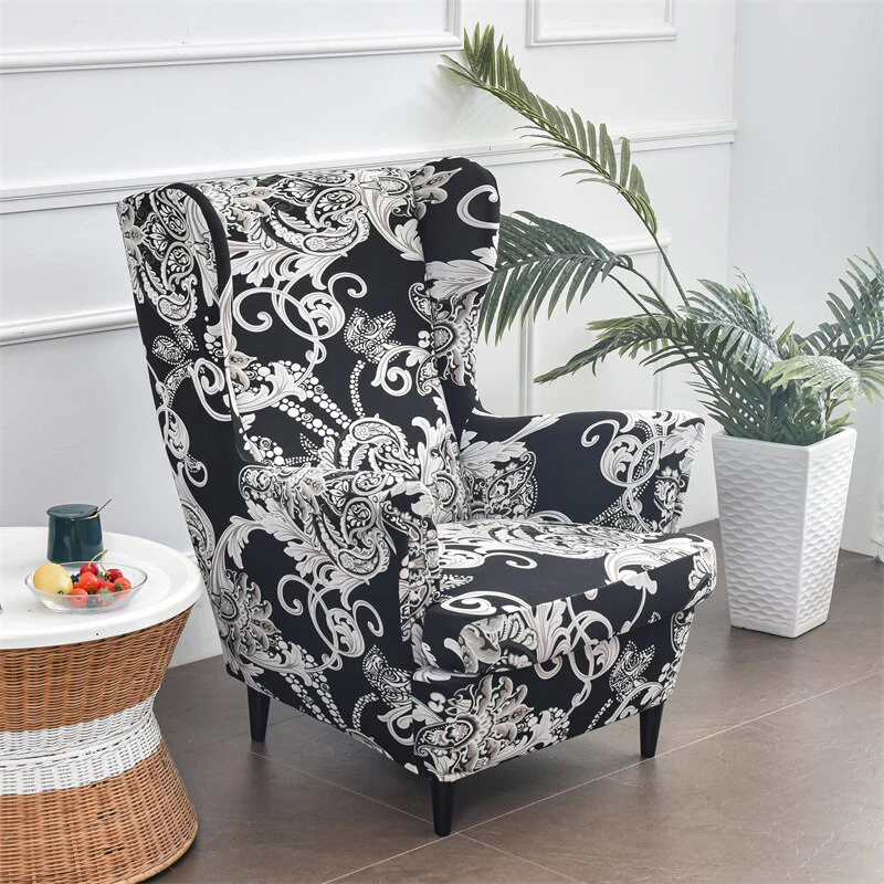 Floral Wing Chair Cover Sloping King Back Armchair Covers Elastic Armchair Slipcover Wingback Sofa Back Chair Cover Slipcovers - Image 13