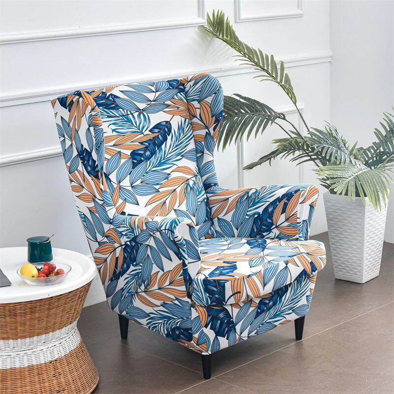 Floral Wing Chair Cover Sloping King Back Armchair Covers Elastic Armchair Slipcover Wingback Sofa Back Chair Cover Slipcovers - Image 20