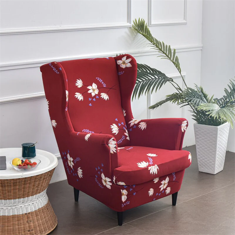 Floral Wing Chair Cover Sloping King Back Armchair Covers Elastic Armchair Slipcover Wingback Sofa Back Chair Cover Slipcovers - Image 8