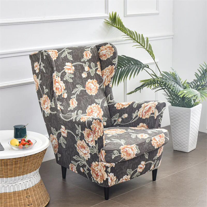 Floral Wing Chair Cover Sloping King Back Armchair Covers Elastic Armchair Slipcover Wingback Sofa Back Chair Cover Slipcovers - Image 9