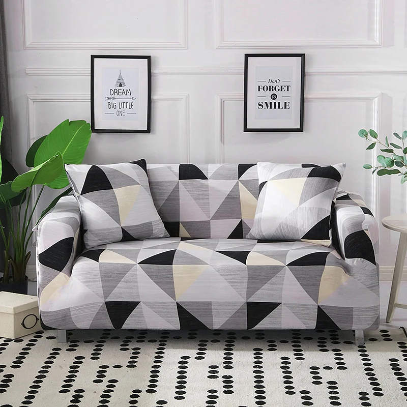Geometry Plaid Sofa Cover Slipcovers Stretch Printed Flower Elastic Sofa Covers for Living Room Elastic Couch Chair Cover Sofa Towel 1/2/3/4-seater - Image 13