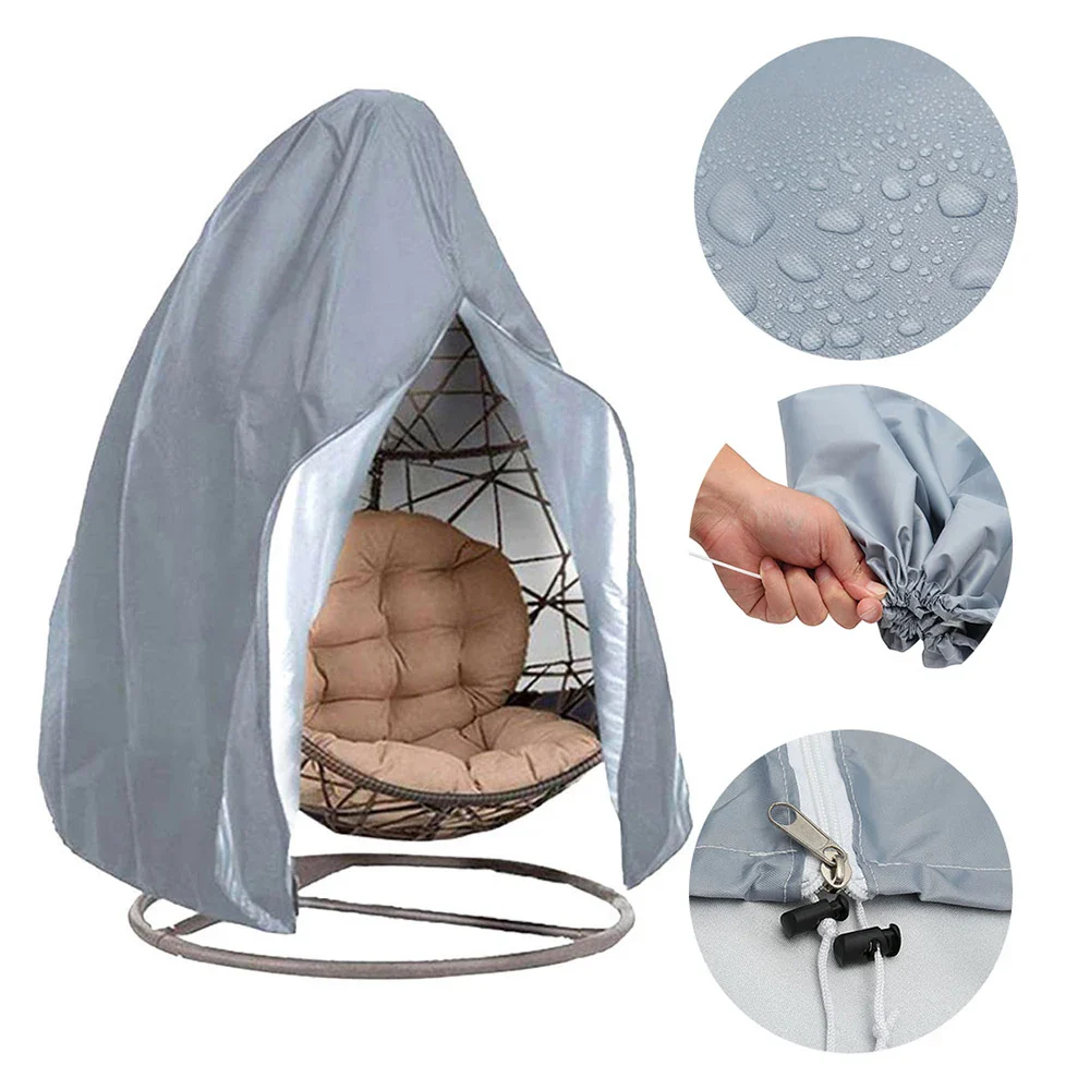 Hanging Egg Chair Cover with Zipper Anti UV Sun Protector Outdoor Garden Swing Egg Chair Waterproof Rattan Seat Furniture Cover - Image 8