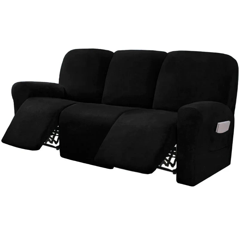 High Grade 3 Seat Recliner Sofa Chair Cover Velvet Recliner Covers Armchair Non-slip Relax Armchair Cover Elastic Suede Couch Chair Protector - Image 13