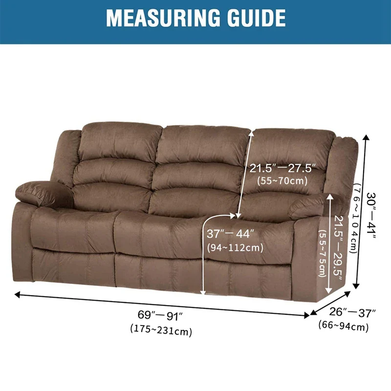 High Grade 3 Seat Recliner Sofa Chair Cover Velvet Recliner Covers Armchair Non-slip Relax Armchair Cover Elastic Suede Couch Chair Protector - Image 4
