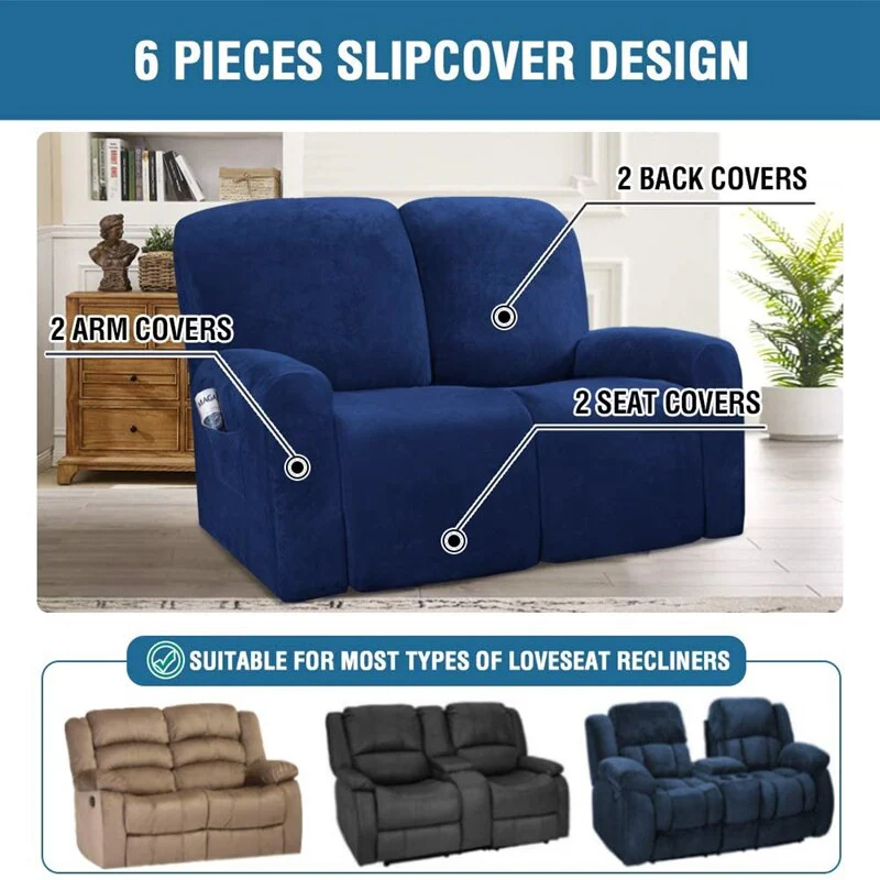 High Grade Recliner Sofa Chair Cover 2 Seat Sofa All-inclusive Non-slip Sofa Couch Cover Slipcover Elastic Recliner Double Seat Sofa Recliner Covers - Image 3