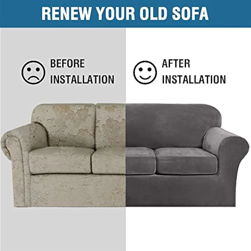 High Grade Thick Velvet Sofa Covers Couch Covers for Cushion Couch Sofa High Stretch Sofa Slipcovers Furniture Protector Fit Couch - Image 5