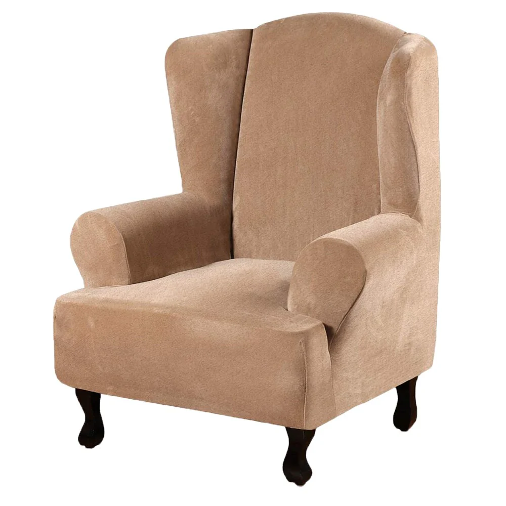 High Grade Velvet Fabric Sofa Wing Chair Cover Stretch Single Chair Cover Wing Back Armchair Protector Cover Furniture Stretch Thick Cover - Image 8