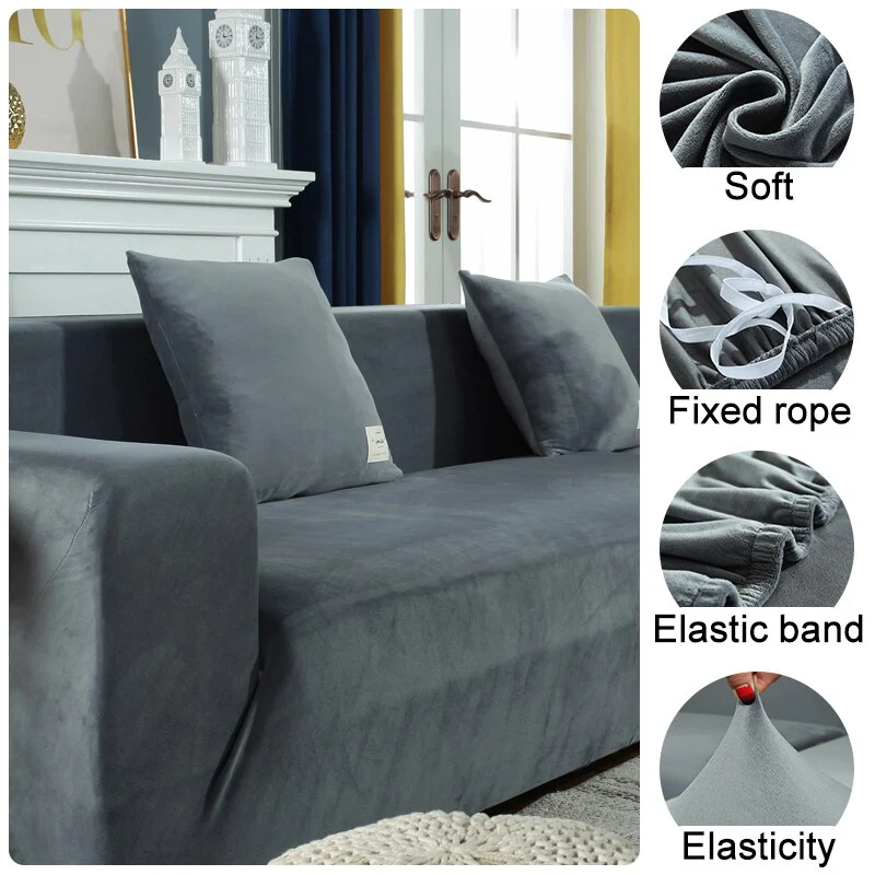 High Quality Velvet Sofa Covers Living Room Sofa Cover Home Furniture Protector Case Adjustable Sofa Slipcover For 1/2/3/4 Seat - Image 3