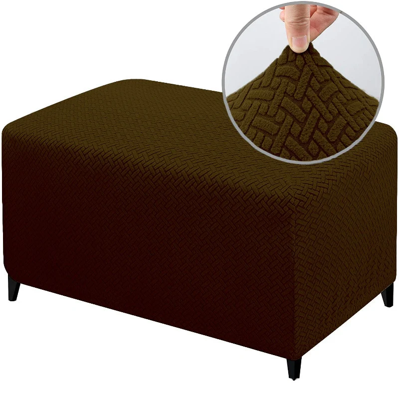 Jacauard Ottoman Chair Cover Elastic Footstool Slipcover All-inclusive Rectangle Footrest Cover Foot Stool Protector Living Room - Image 11