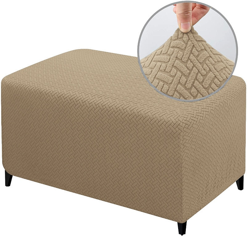 Jacauard Ottoman Chair Cover Elastic Footstool Slipcover All-inclusive Rectangle Footrest Cover Foot Stool Protector Living Room - Image 12