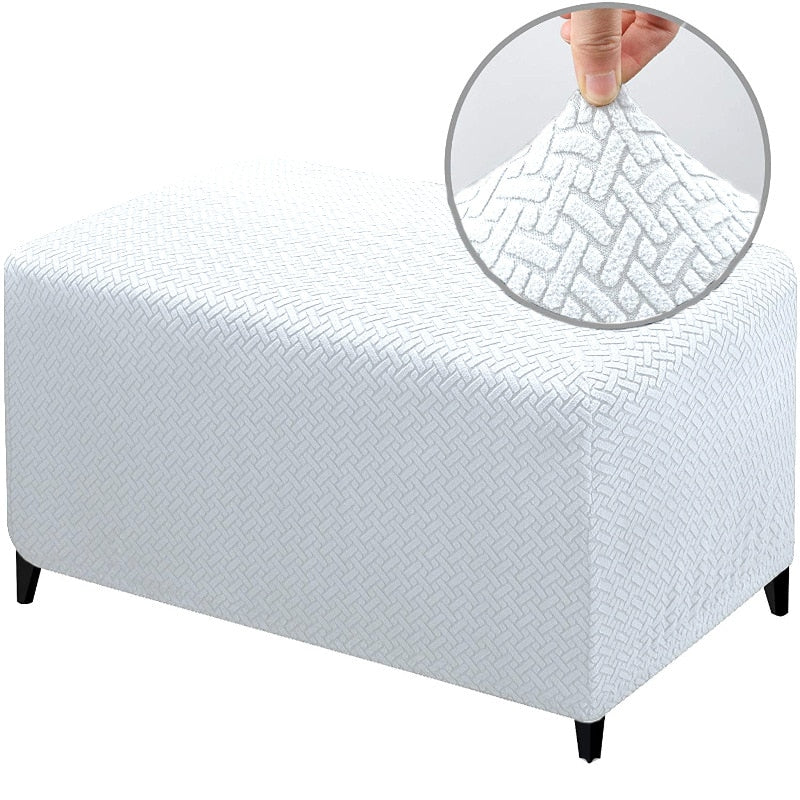 Jacauard Ottoman Chair Cover Elastic Footstool Slipcover All-inclusive Rectangle Footrest Cover Foot Stool Protector Living Room - Image 15