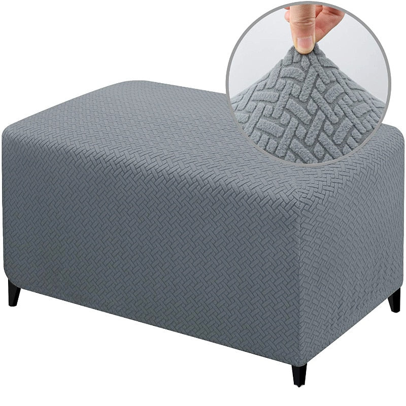 Jacauard Ottoman Chair Cover Elastic Footstool Slipcover All-inclusive Rectangle Footrest Cover Foot Stool Protector Living Room - Image 16